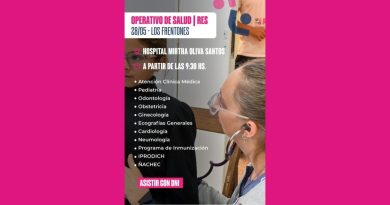 EL OPERATIVO DE SALUD RES LLEGA ESTE JUEVES A LOS FRENTONES Y RÍO MUERTO