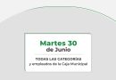Este 30 de Junio se llevará adelante el pago de haberes a empleados Municipales